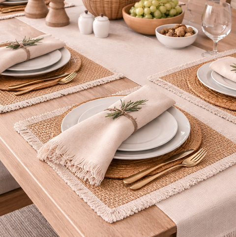 Set of 2 Frayed Sand Napkin 22in. x 22in.