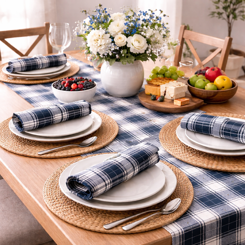Set of 2 Max Plaid Navy Napkin 18in. x 18in.