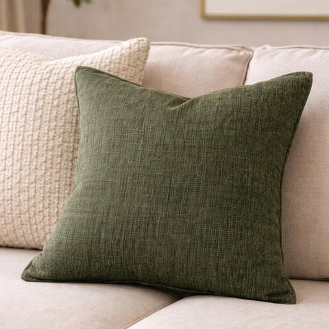 Plain Cushion Cover ,Front- Cotton Texture Back-Cotton Chambray With Concealed Zip