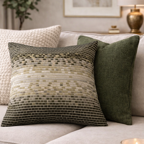 Embroidery Cushion Cover , Front Cotton Sheeting & Back Cotton Chambray, With Concealed Zip