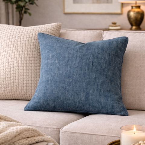 Plain Cushion Cover ,Front- Cotton Texture Back-Cotton Chambray With Concealed Zip