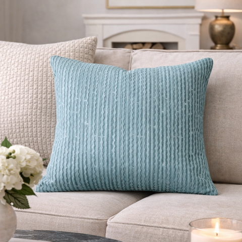 Machine Embroidery Cushion Cover , Front  & Back Cotton Casement, With Concealed Zip