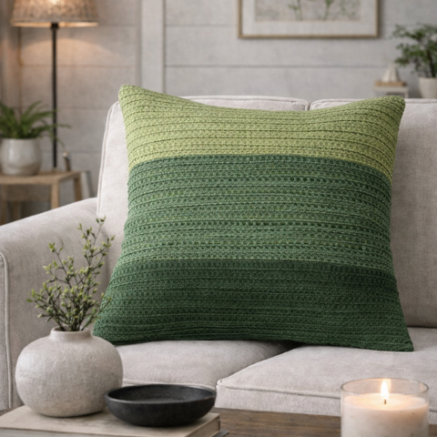 Aari Embroidery  And Pintuck Cushion Cover , Front -Cotton Sheeting & Back -Cotton Chambray, With Concealed Zip