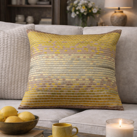 Embroidery Cushion Cover , Front Cotton Sheeting & Back Cotton Chambray, With Concealed Zip