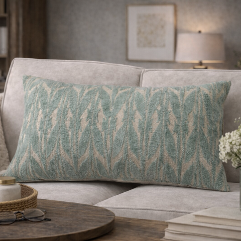 Machine Embroidery Cushion Cover , Front  & Back Cotton Chambray, With Concealed Zip