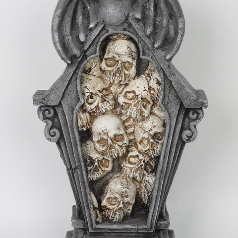 25.5''Light-Up RIP Tombstone with Stacked Skulls Halloween Decoration – Spooky Indoor/Outdoor Décor
