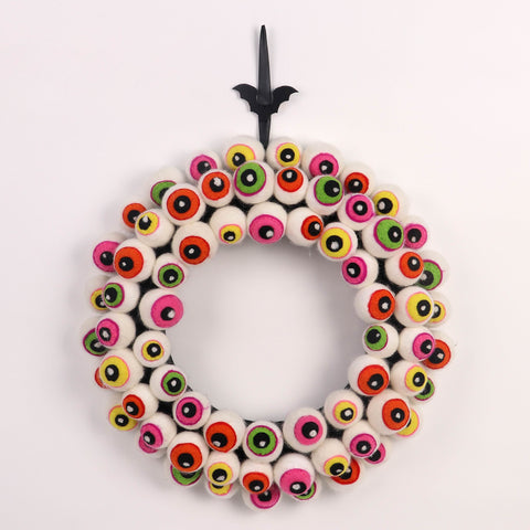 Halloween Fabric Eyeball Wreath | Spooky Door Decoration