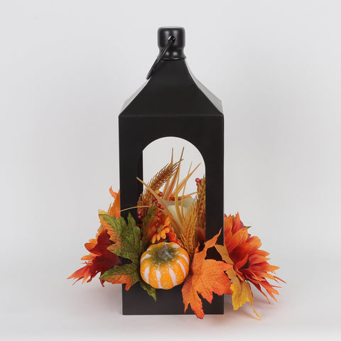 Harvest Floral Lantern with Lighting Candle Décor