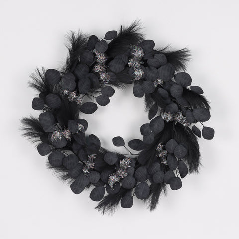 Halloween Black Bat Wreath | Spooky Door Decoration