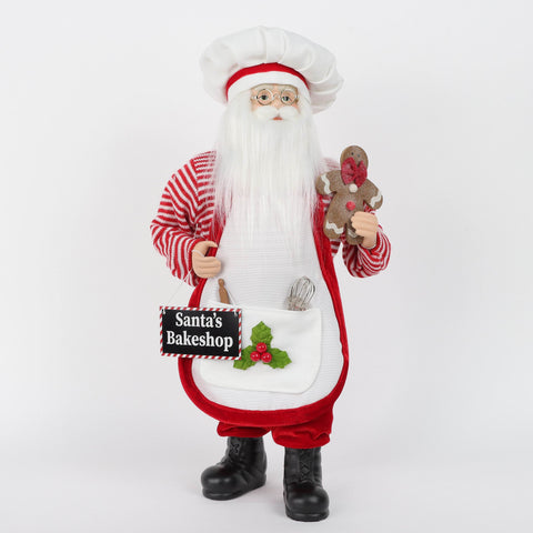 18" Baking Santa With Gingerbread:Red:Medium (9" - 11")