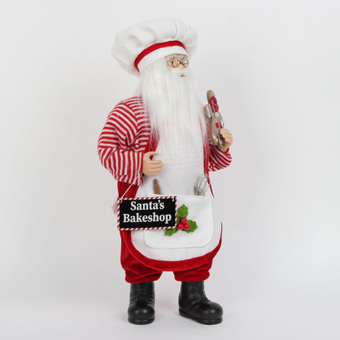 18" Baking Santa With Gingerbread:Red:Medium (9" - 11")