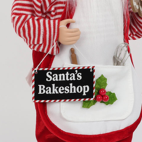 18" Baking Santa With Gingerbread:Red:Medium (9" - 11")