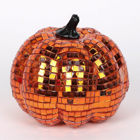 Sparkling Mosaic Pumpkin Decor | Sequin Halloween & Fall Tabletop Accent