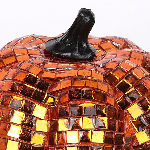 Sparkling Mosaic Pumpkin Decor | Sequin Halloween & Fall Tabletop Accent