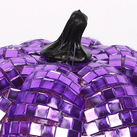 Sparkling Mosaic Pumpkin Decor | Sequin Halloween & Fall Tabletop Accent