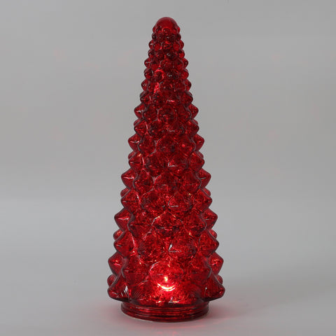 Christmas 5.0*12.0*0.0'' Red Glass Tree Décor W/Lite | Christmas Decor | Festive Holiday Decoration