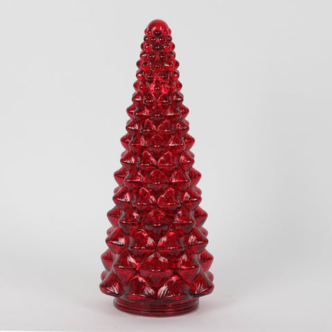 Christmas 5.0*12.0*0.0'' Red Glass Tree Décor W/Lite | Christmas Decor | Festive Holiday Decoration