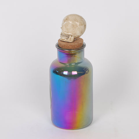 3.0*8.75'' Blue/Purple Glass Bottle Décor W/Skull Plug