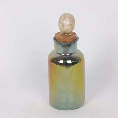 3.0*8.75'' Blue/Purple Glass Bottle Décor W/Skull Plug