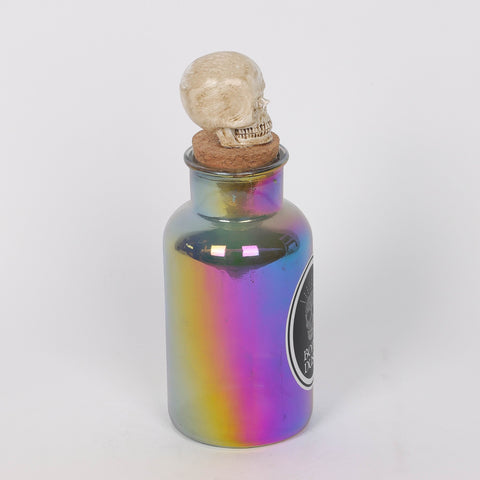 3.0*8.75'' Blue/Purple Glass Bottle Décor W/Skull Plug