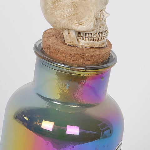 3.0*8.75'' Blue/Purple Glass Bottle Décor W/Skull Plug