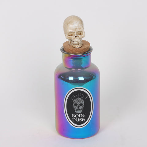 3.0*8.75'' Blue/Purple Glass Bottle Décor W/Skull Plug