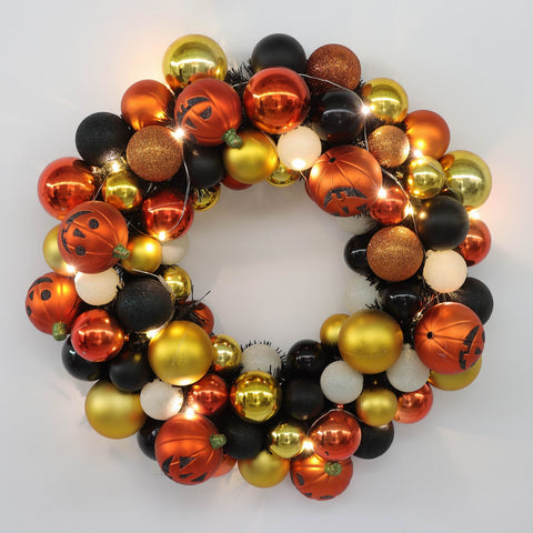 ?18.0*4.75'' Gold/Yellow Foam Ball Wreath W/Lite Décor