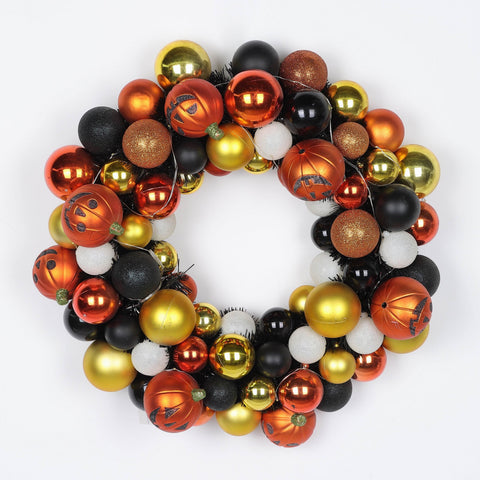 ?18.0*4.75'' Gold/Yellow Foam Ball Wreath W/Lite Décor