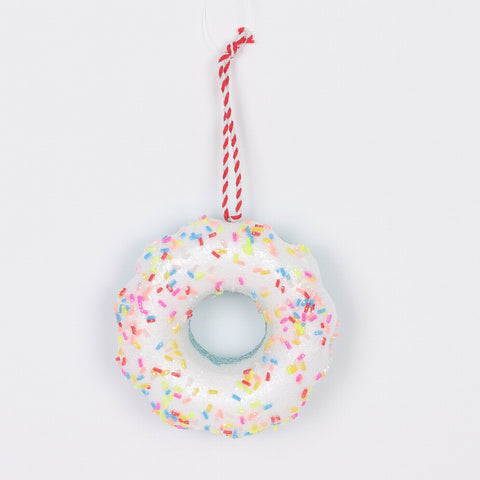 Blue Sprinkle Donut Christmas Ornament