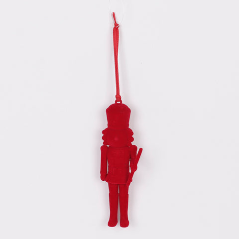 Christmas Flocked Red Nutcracker Ornament
