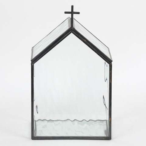 Christmas Glass Black Church Décor with Black Accent