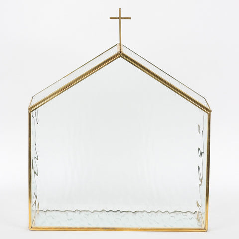 Christmas Glass Large Church Décor with Gold Accent