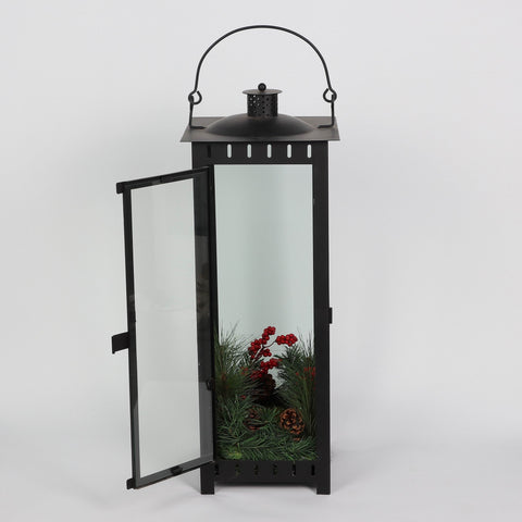Christmas 9.75*9.75*34.0'' Black Metal Lantern Décor | Christmas Decor | Festive Holiday Decoration