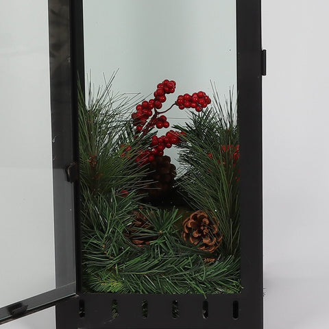 Christmas 9.75*9.75*34.0'' Black Metal Lantern Décor | Christmas Decor | Festive Holiday Decoration