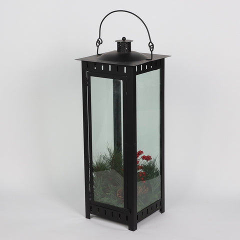 Christmas 9.75*9.75*34.0'' Black Metal Lantern Décor | Christmas Decor | Festive Holiday Decoration