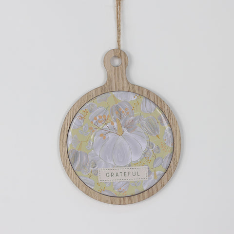 Harvest Round MDF Wall Sign with Grateful Message