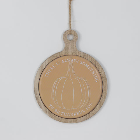 Harvest Round MDF Wall Sign Décor with Pumpkin