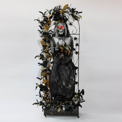 6.5FT Halloween Standing Skeleton Décor with LED Bright Red Eyes - Halloween Prop