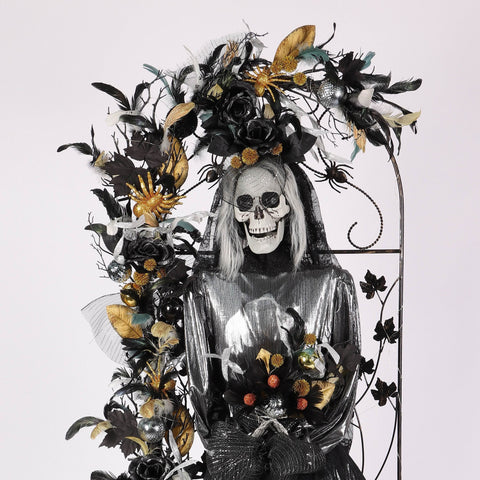 6.5FT Halloween Standing Skeleton Décor with LED Bright Red Eyes - Halloween Prop