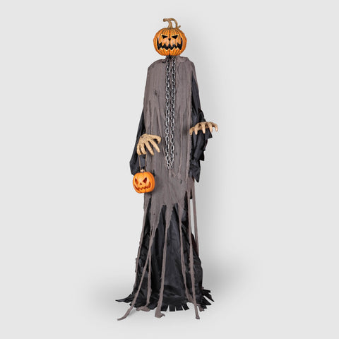 12FT Halloween Lighted Standing Ghost Face Pumpkin Décor – Large Outdoor Halloween Decoration