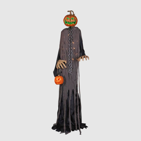 12FT Halloween Lighted Standing Ghost Face Pumpkin Décor – Large Outdoor Halloween Decoration