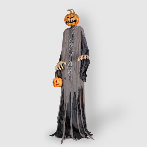 Halloween Lighted Standing Ghost Face Pumpkin Décor