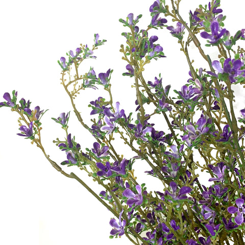 21.5" Purple Mini Flower Bush X 15