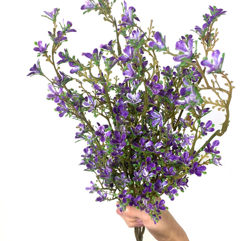 21.5" Purple Mini Flower Bush X 15