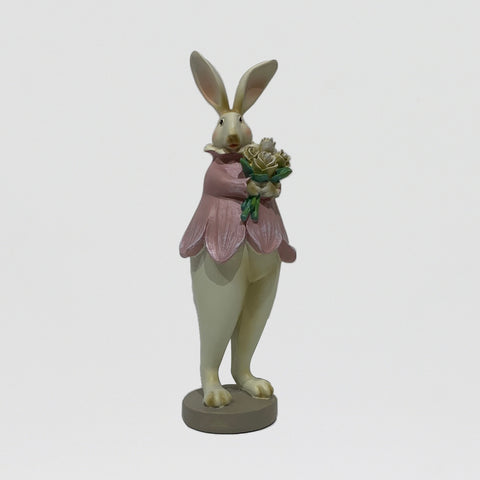 Figurine de lapin floral en résine