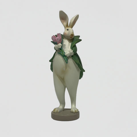 Figurine de lapin floral en résine