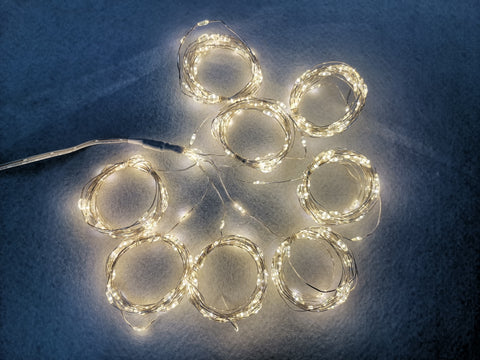 8ft White Cord Warm Light with 8 Strands - Plug In for Christmas, Diwali, Weddings, and Events