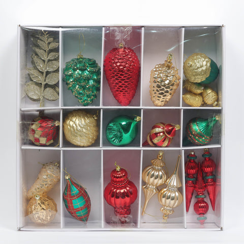 Red Gold Green Christmas Balls Ornament Set