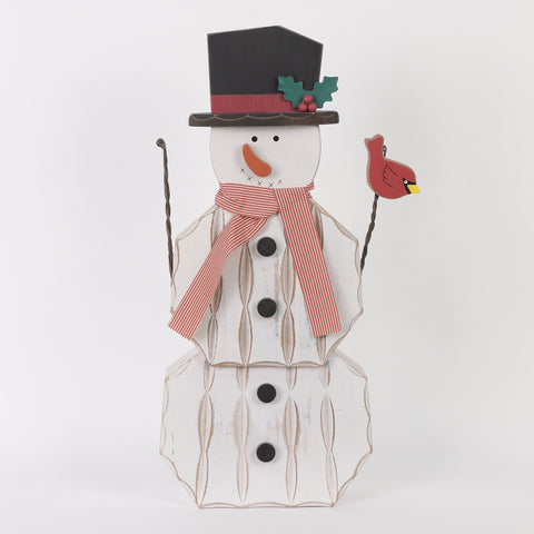 24" Wood Snowman Christmas Decoration – Rustic Indoor/Outdoor Holiday Decor