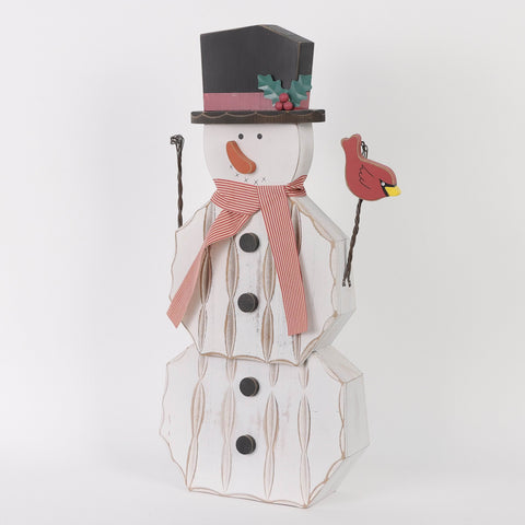 24" Wood Snowman Christmas Decoration – Rustic Indoor/Outdoor Holiday Decor